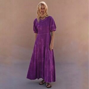 Free People | Free-est | Brentwood Maxi Dress Washed Purple Cotton Casual Size S